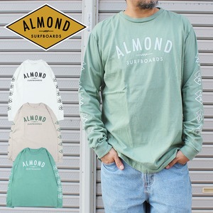 【al-al2201】Almond FINESURFING アーモンド ファインサーフィン メンズ レディース ホワイト ナチュラル グラス グリーン ロゴ プリント Tシャツ ロングスリーブT 海 サーフ