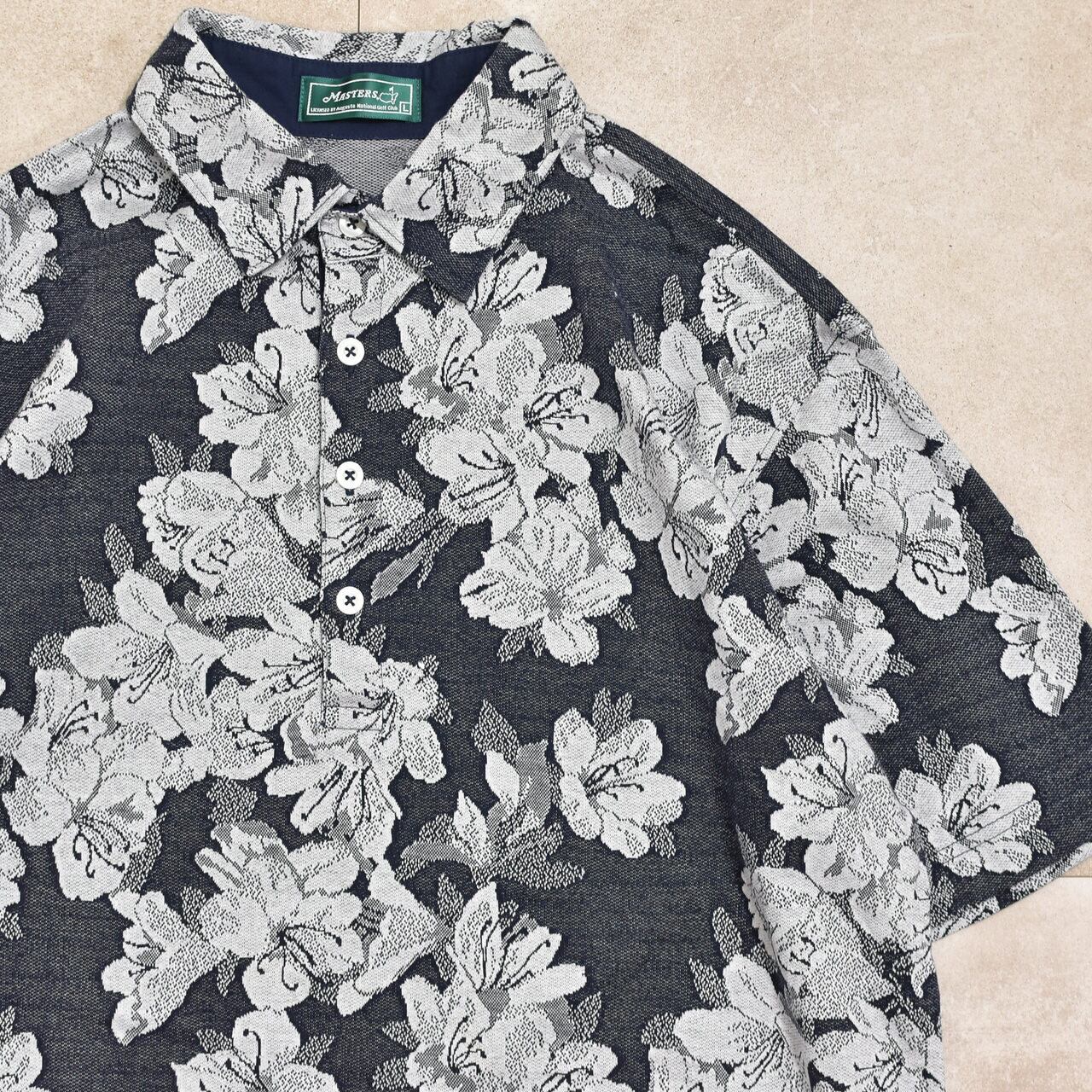 Antique flower pattern polo shirt