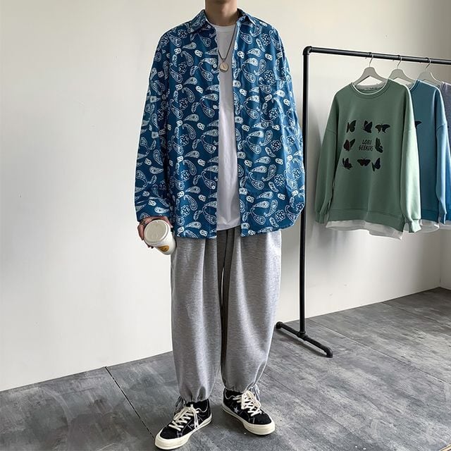 BLACK PIA ペイズリー柄シャツ　長袖　メンズF BLACK PIA ペイズリー柄 長袖シャツ Lサイズ - メルカリ