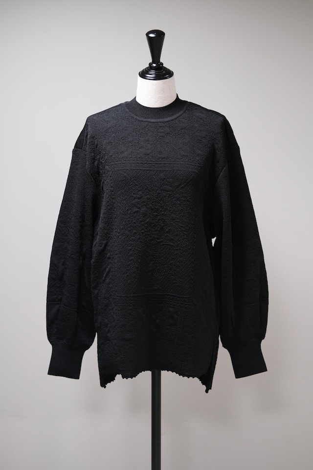 【Mame Kurogouchi】Floral Jacquard Knitted Top - black