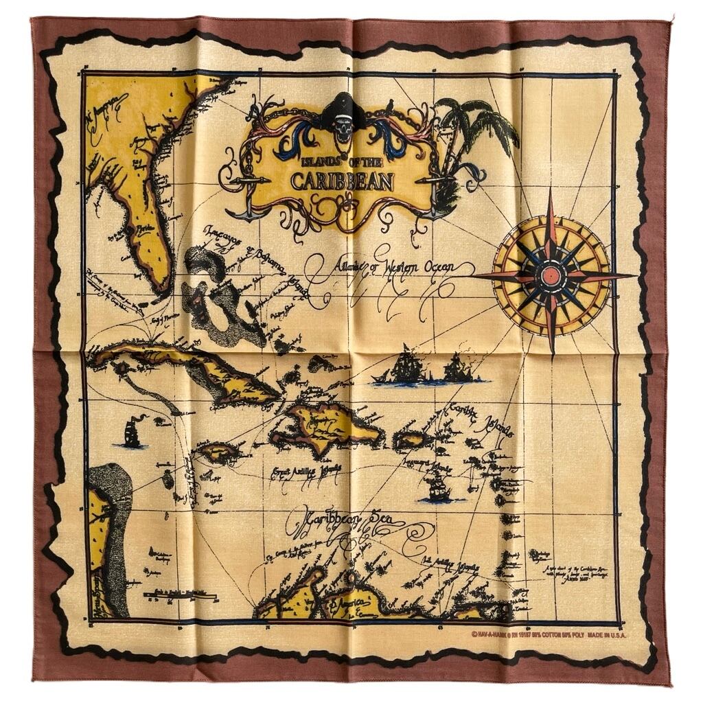 【レア柄！】70年代 70s RN15187 ヴィンテージバンダナ ビンテージ Good】RN15187 カリブ ヴィンテージ バンダナ ビンテージ バンダナ