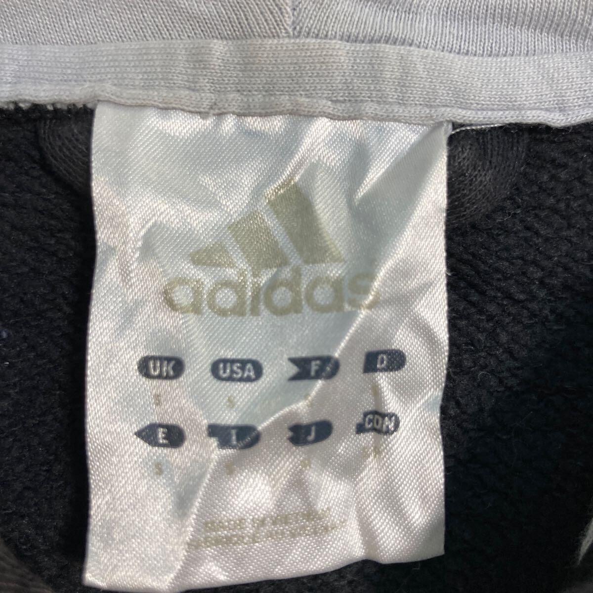 adidas ロゴ スウェット パーカー S ブラック アディダス ジップ