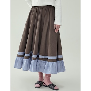 fashion patchwork high waist plaid skirt