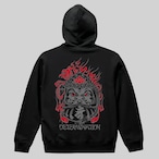 不動明王達磨パーカー 黒地×灰・濃赤ツートン【TIKTOK】