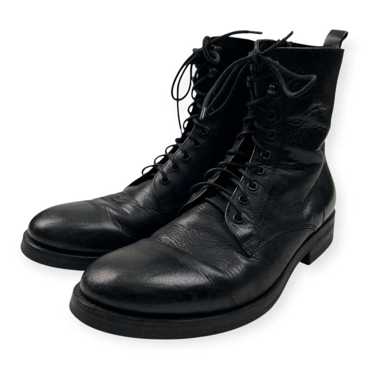 イタリア製 leather サイドジップ レザー ブーツ サイズ 42 /ブラック/本革/ビンテージ/約26.5cm~27.0cm程度