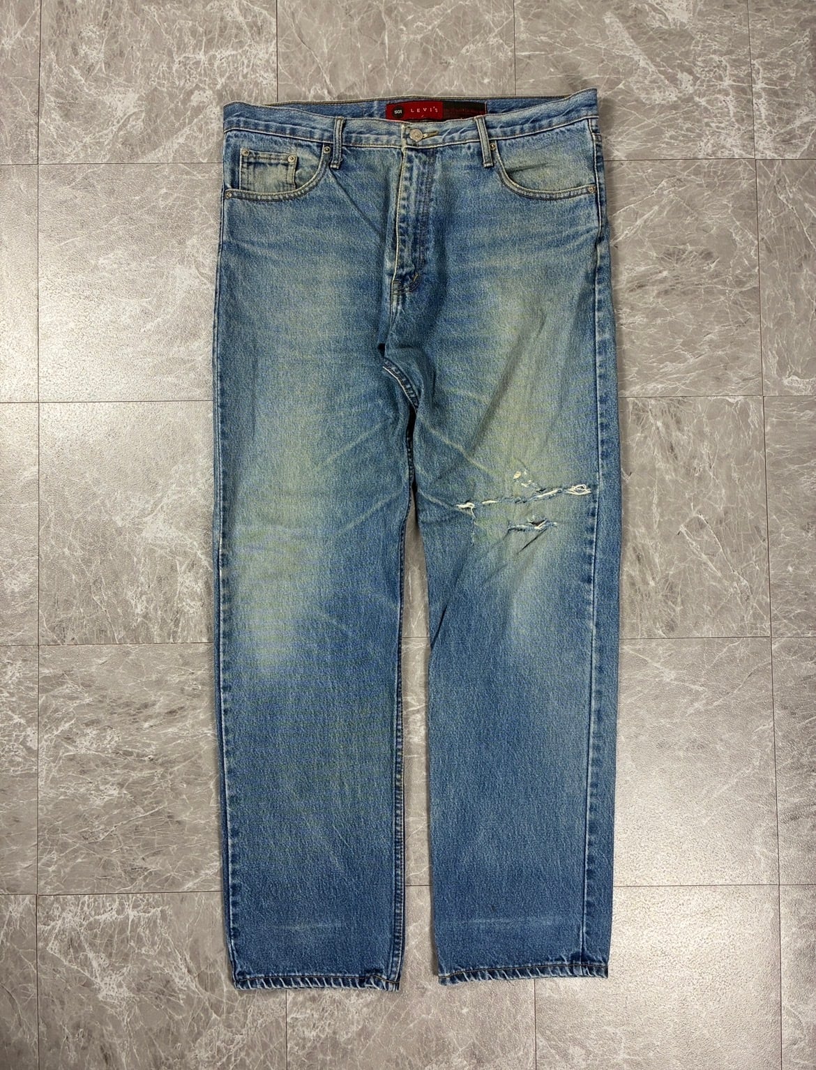 Levi's 501 USA製 ボタン裏552 ライトブルー ダメージ ストレート