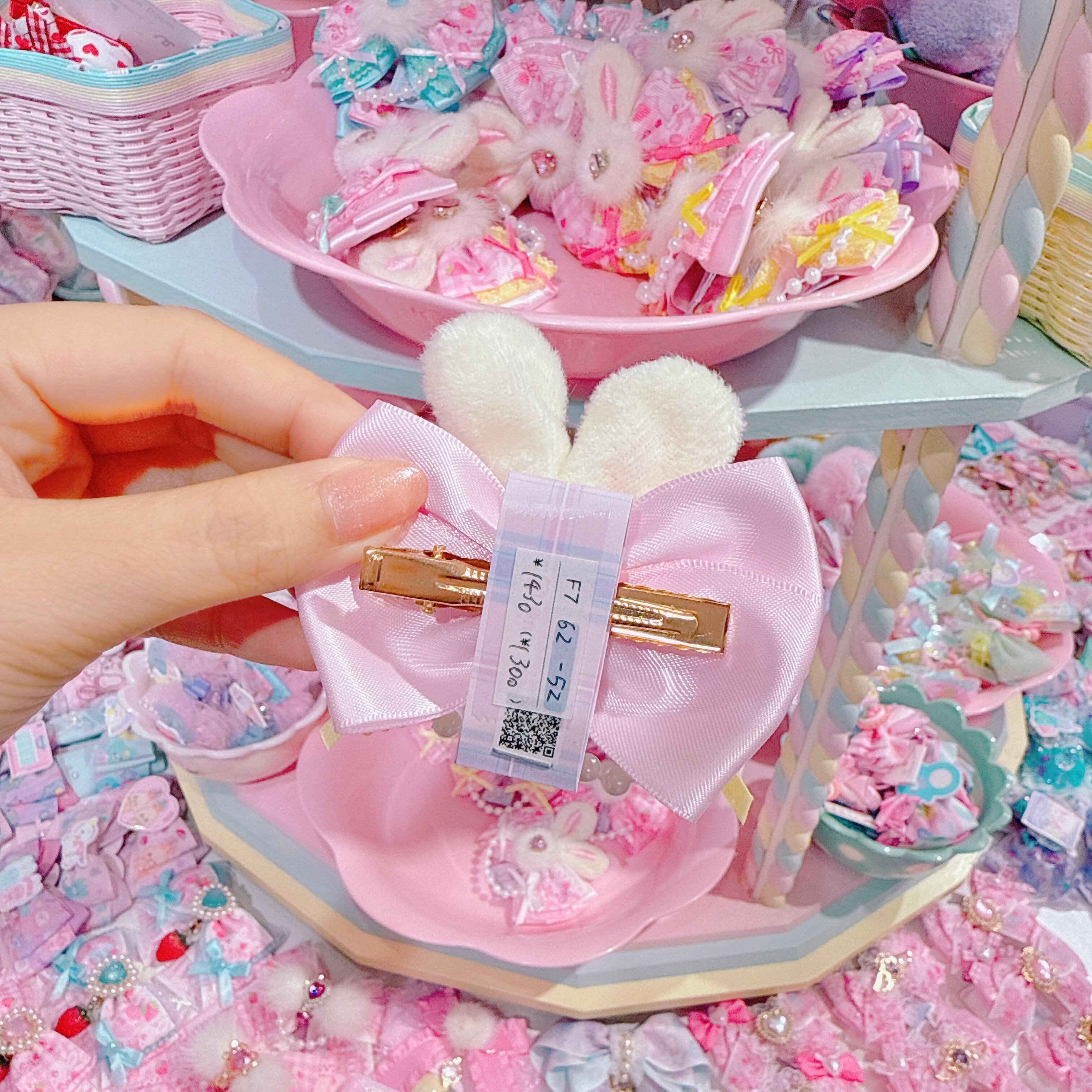 【F7】62-52うさ耳リボンヘアクリップ