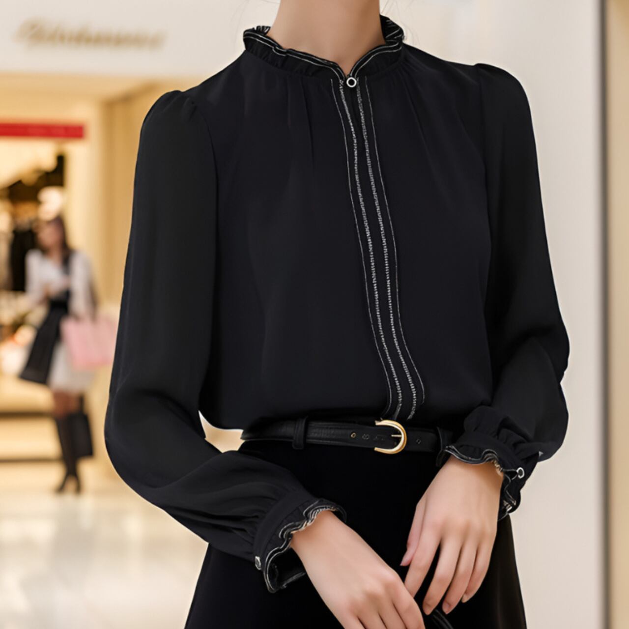 フリルハイネックブラウス JC0171