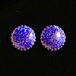 Blue marbled round big glass earrings