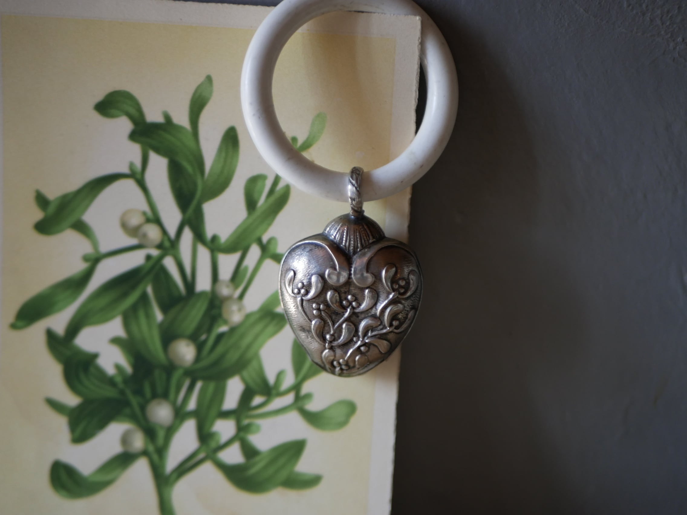 純銀 ヤドリギ ベビーラトル 宿り木 フランスアンティーク