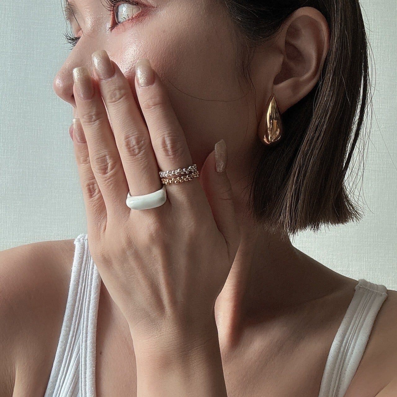 ホワイトエナメルリング | eclacoco