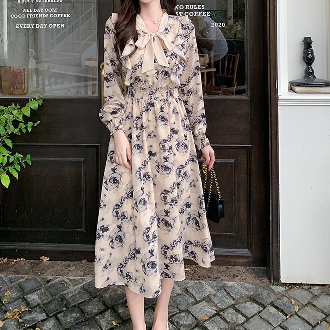 花柄シフォンワンピース*Z155 | cherie ange 花柄シフォンワンピース*Z155 | cherie ange