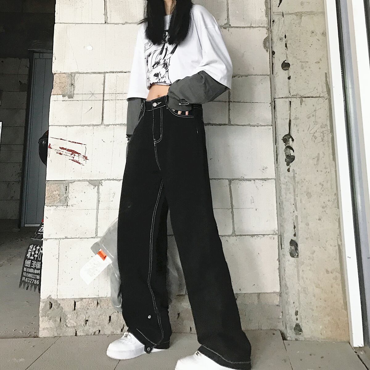 レトロ ダンス ストリート 大きいサイズ デニムパンツ レディース