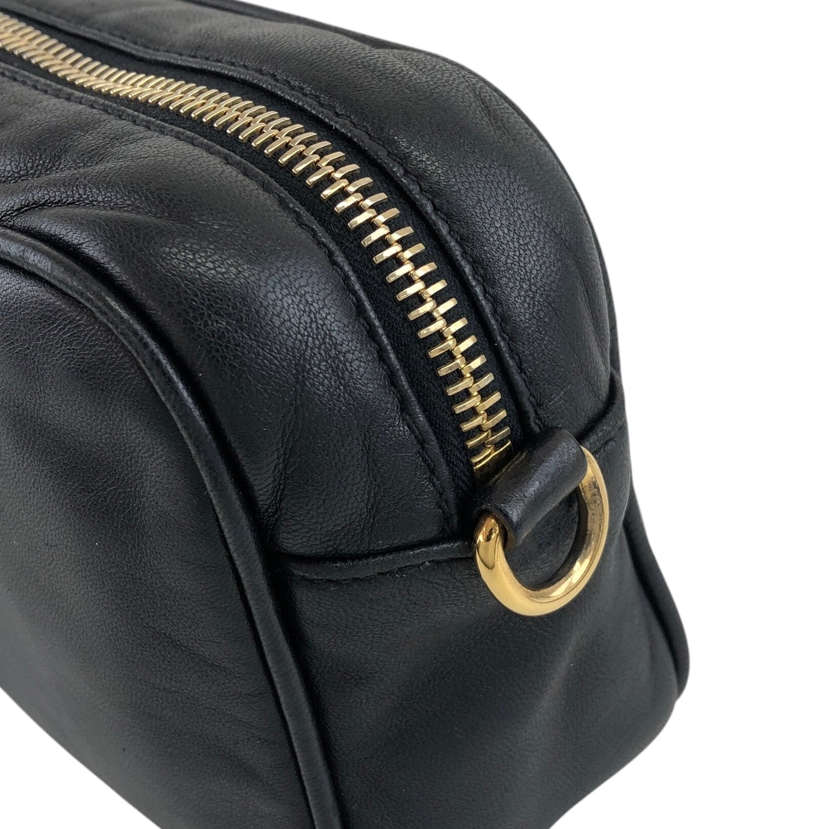 PRADA プラダ ショルダーバッグ ブラック ロゴ フラワー レザー ミニ