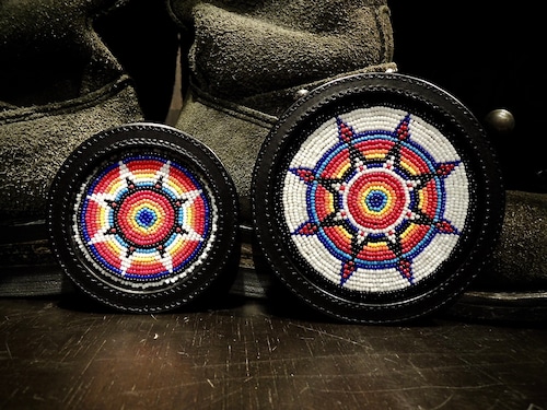 SATANTA サタンタ BEADS LEATHER COASTER 002