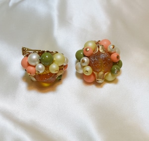 VINTAGE orange color beads earring