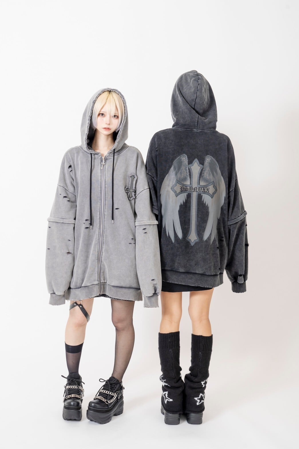 数量限定PSYNYXX ピグメント2wayクロス羽パーカー サブカル 地雷 