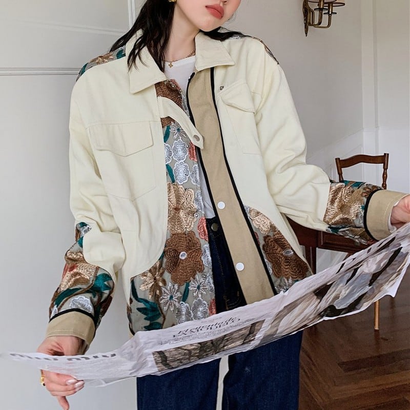 花刺繍の白jacket(O-011) | Shelluits