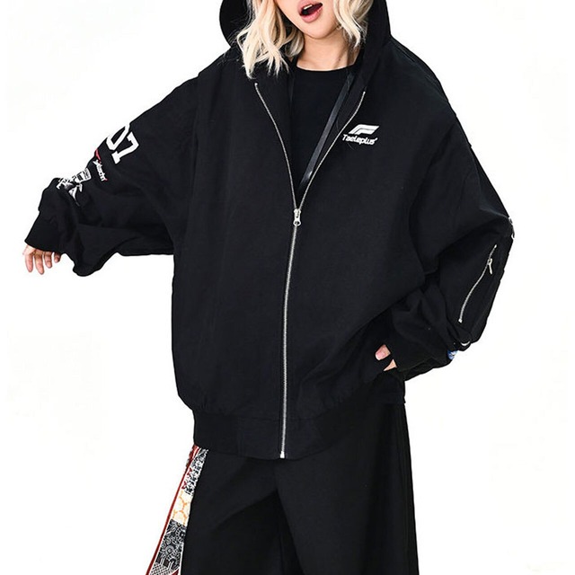 アスレチックロゴミックスフーデッドブルゾン 2col   R01444