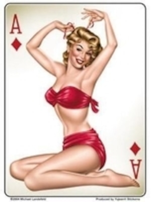 ピンナップガール　ステッカー　エース・オブ・ダイヤモンド　Ace Of Diamonds Pinup Sticker