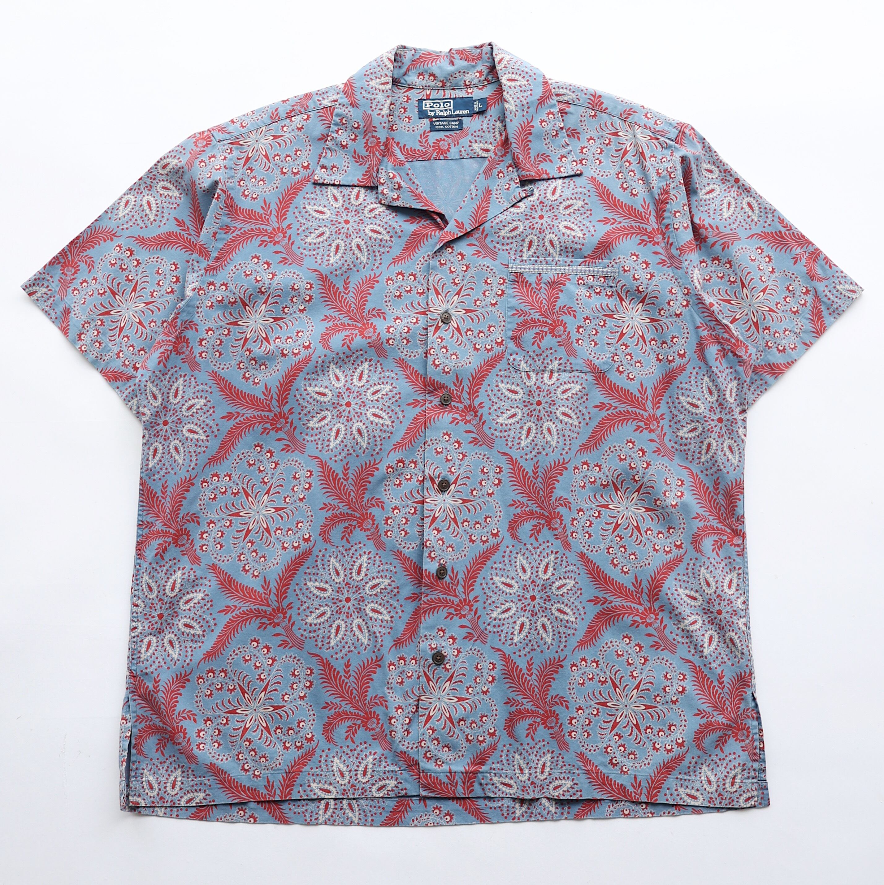 POLO RALPH LAUREN VINTAGE CAMP PAISLEY OPEN COLLAR S/S SHIRT