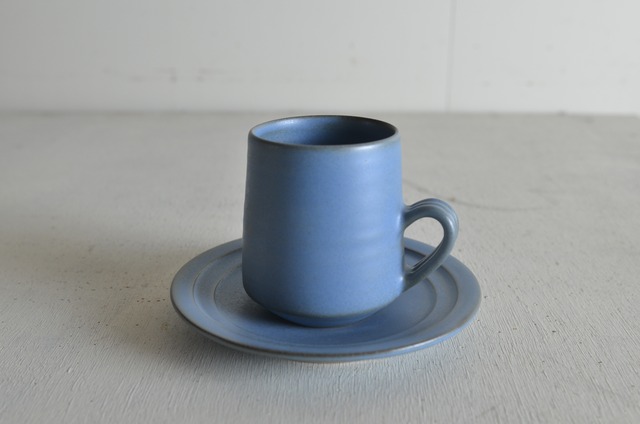見野大介 瑠璃鶲釉 （青マット）コーヒーカップ＆ソーサー