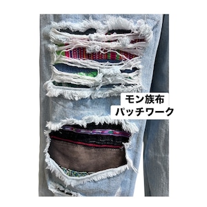 モン族クラッシュワイドデニム