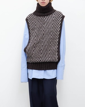 1990s STILE BENETTON - high neck jacquard knit vest
