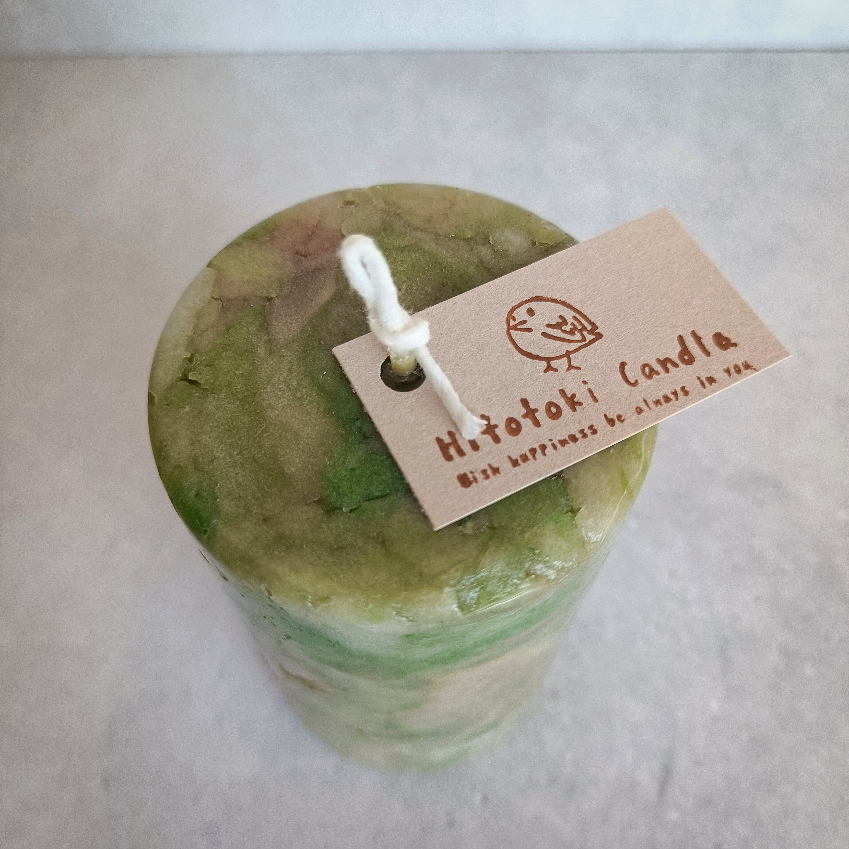マーブルキャンドル 緑 | Hitotoki Candle-ボタニカルキャンドルの