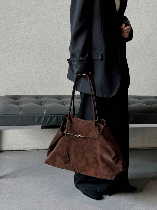 Suede Detail Large Tote Bag