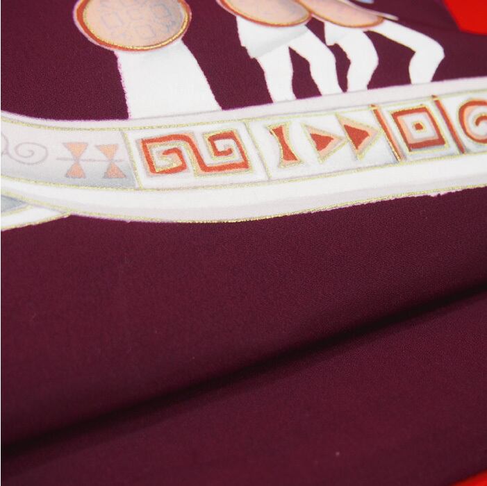 【名古屋帯】江戸紫色に古代ギリシアガレオン船柄の帯