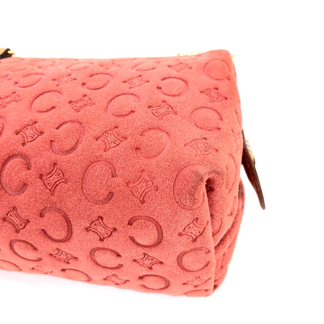 CELINE セリーヌ　Cマカダム　ヌバック　ミニバッグ　ハンドバッグ　CHERRY BLOSSOM　ピンク　vintage　ヴィンテージ　オールドセリーヌ　28tdkd