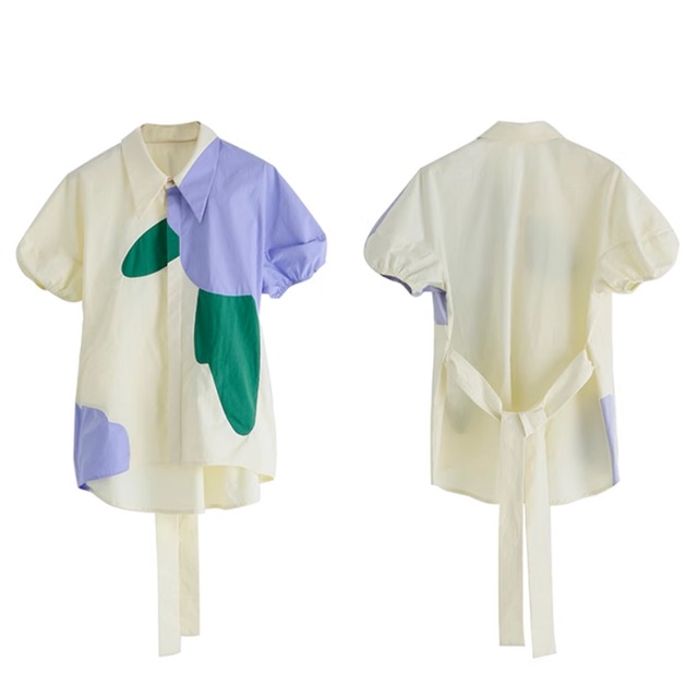 フラワーウエストリボンブラウス 2color 10900