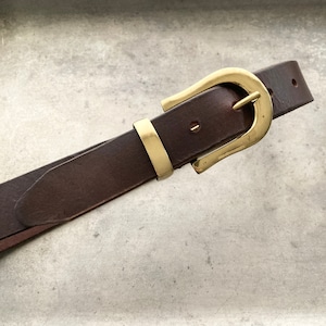 Brown Leather Brass Buckle Belt