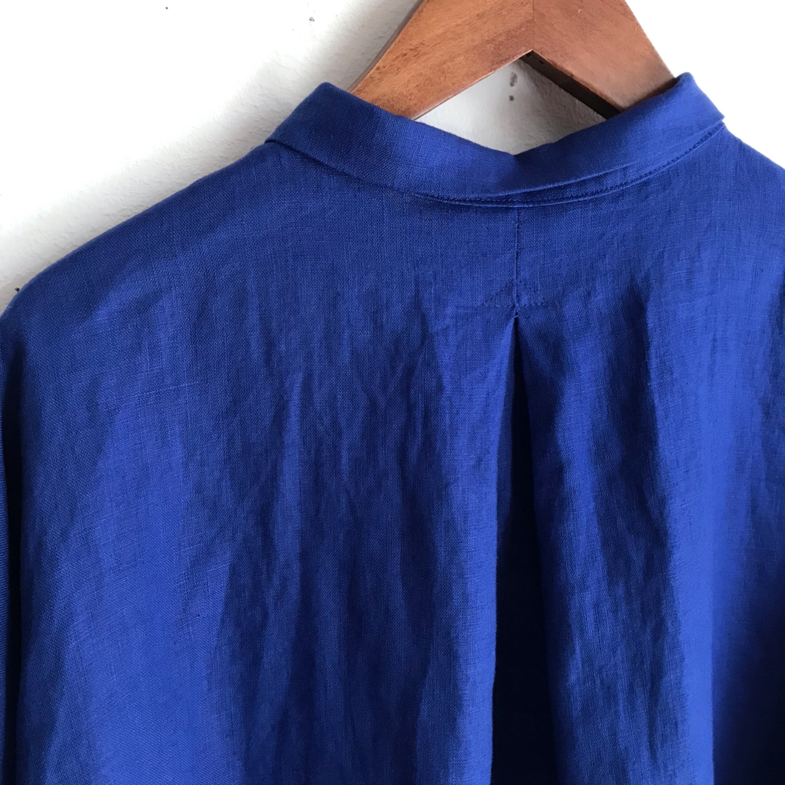HEAVENLY】リネンレギュラーカラー ワイドシャツ ブルー 2323022