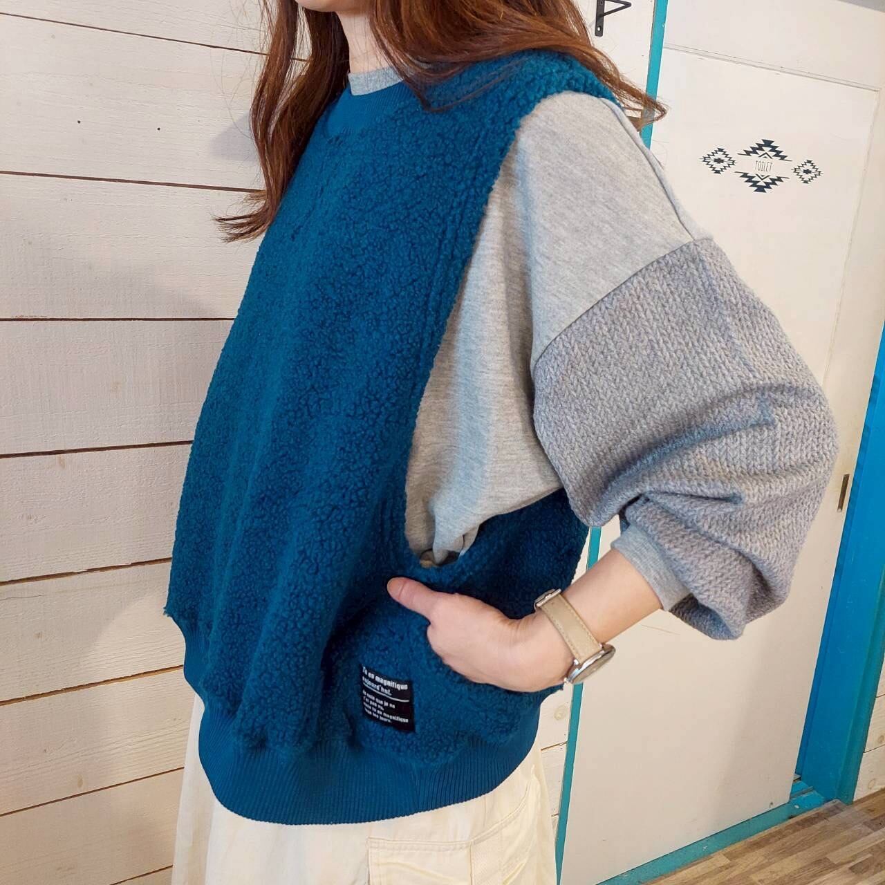 粒ボアハイネックベスト　2005　フリーサイズ　裾リブ使い