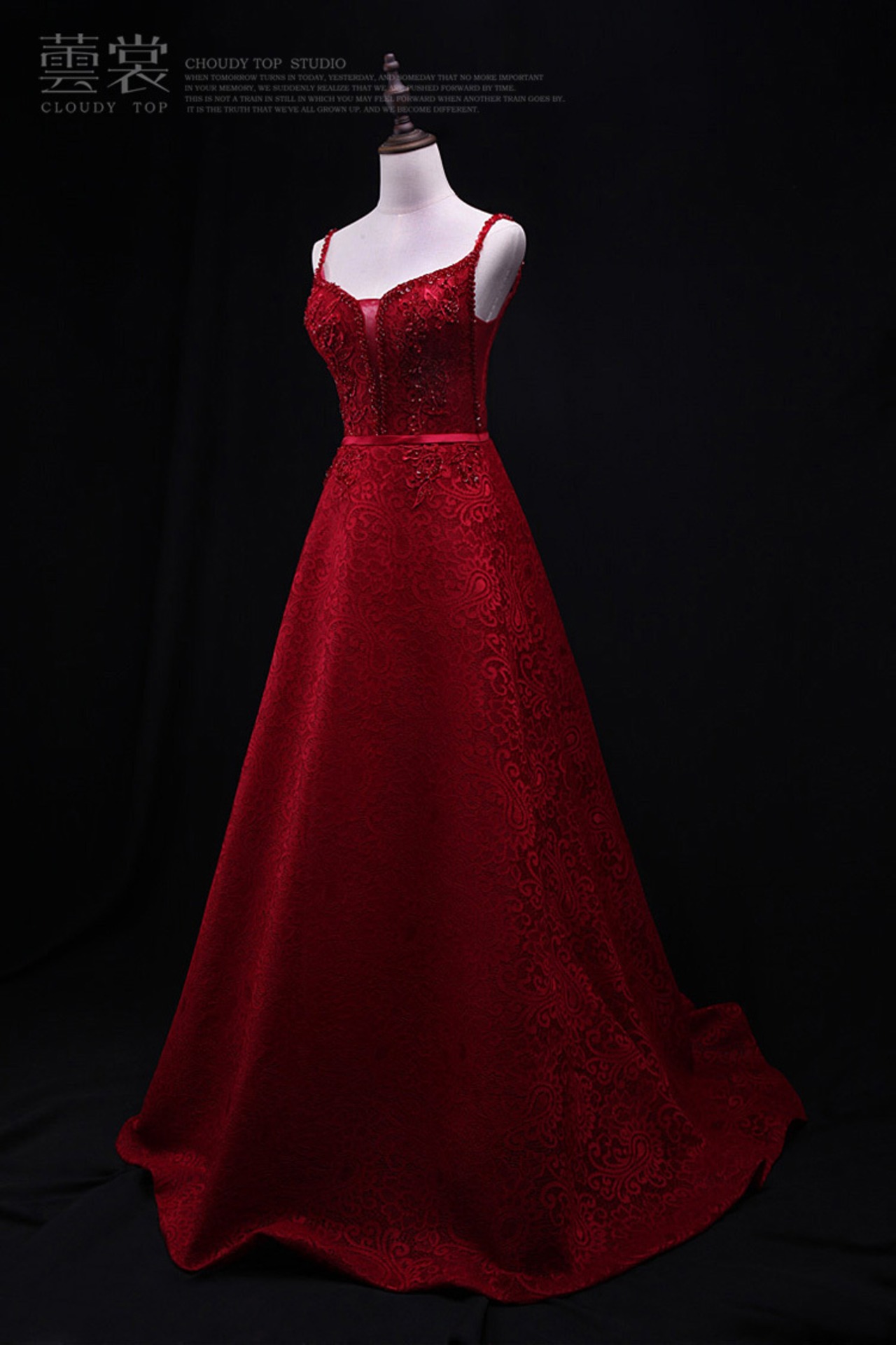 カラードレス ワインレッド キャミソール ハンドビーディング 結婚式  