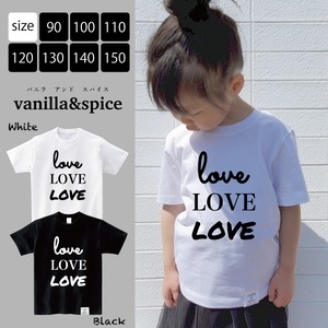 プリント 半袖 Tシャツ Love Love Love ロゴ ロゴT ブラック ホワイト 子供服 キッズ vanilla&spice バニラ＆スパイス