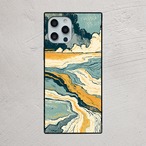 受注生産 iPhoneケース ブルーとイエローの地層アート｜抽象柄 PABS037A