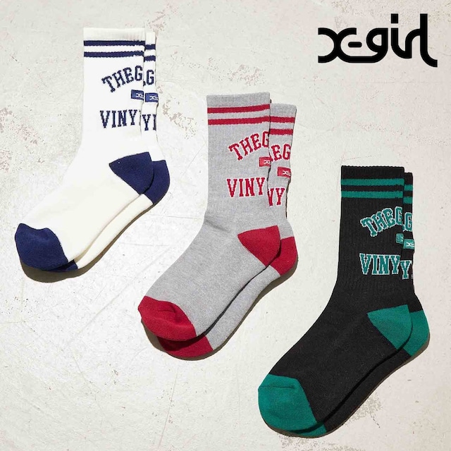 【X-girl】COLLEGE BOX LOGO RIB SOCKS