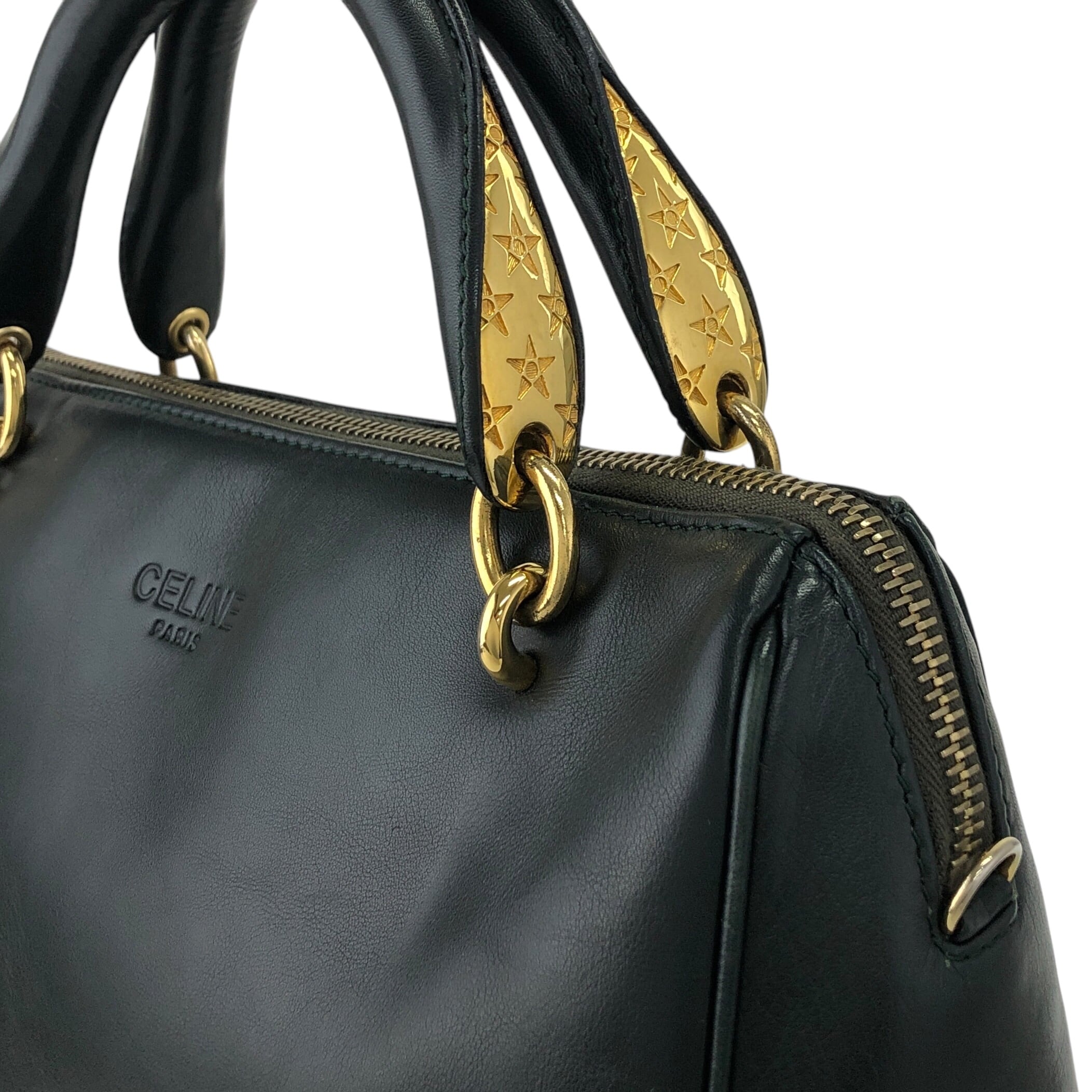 CELINE セリーヌ ハンドバッグ ダークグリーン スターボール ロゴ