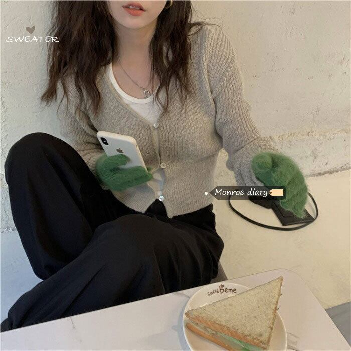 ショートセーター Vネックカーディガンジャケット オータムウィンタートップス ロング 秋物 冬物 モンロー60319030159