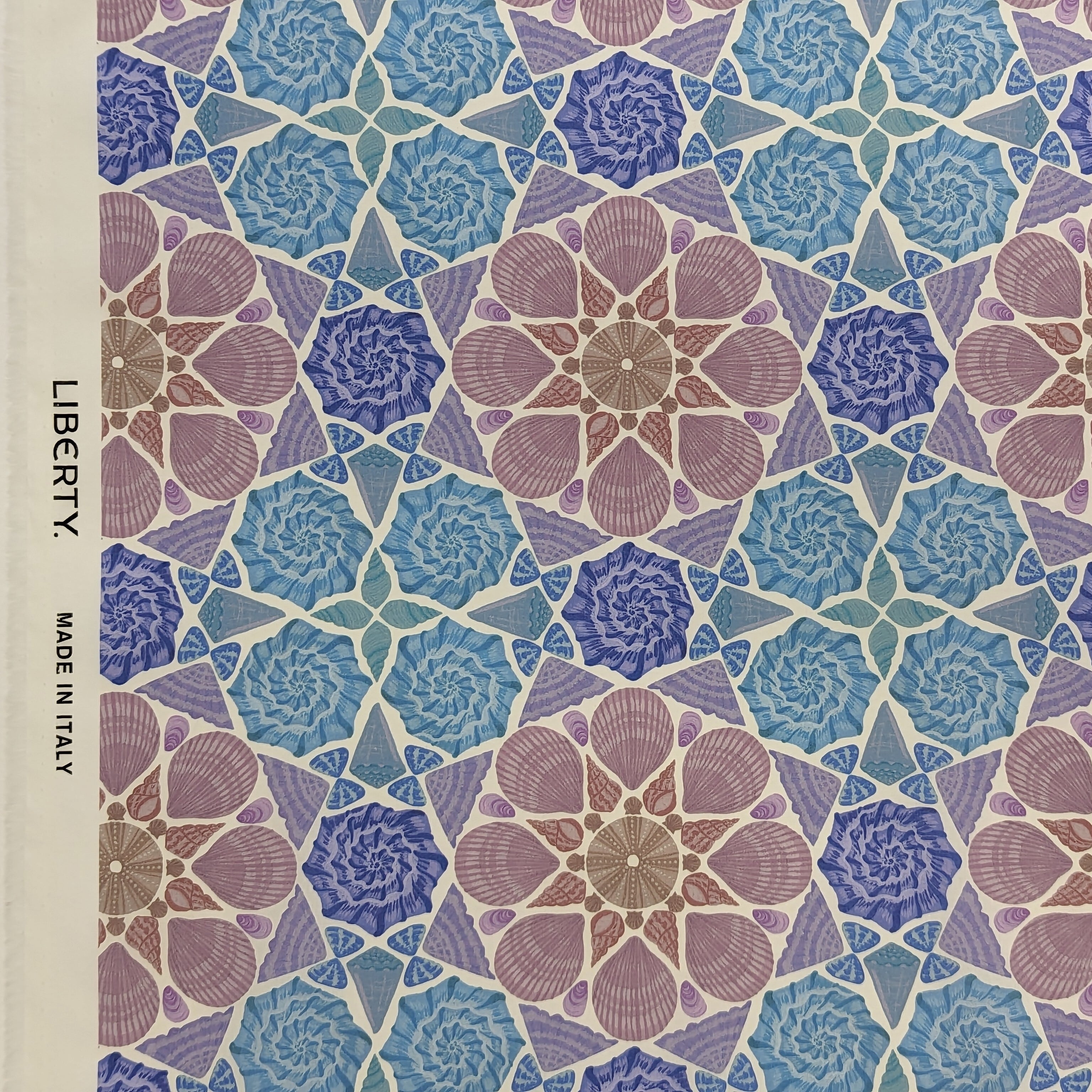 ◆輸入 リバティ LIBERTY タナローン Kaleidoscopic Shell Blue カレイドスコピック シェル ブルー 約130×50cm