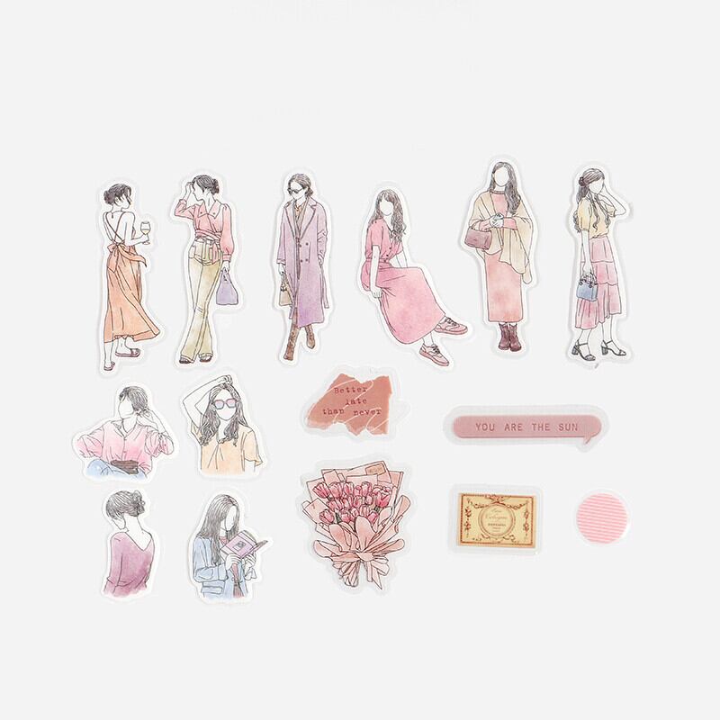 BGM コーディネートシール 水彩・暖色 フレークシール BG20