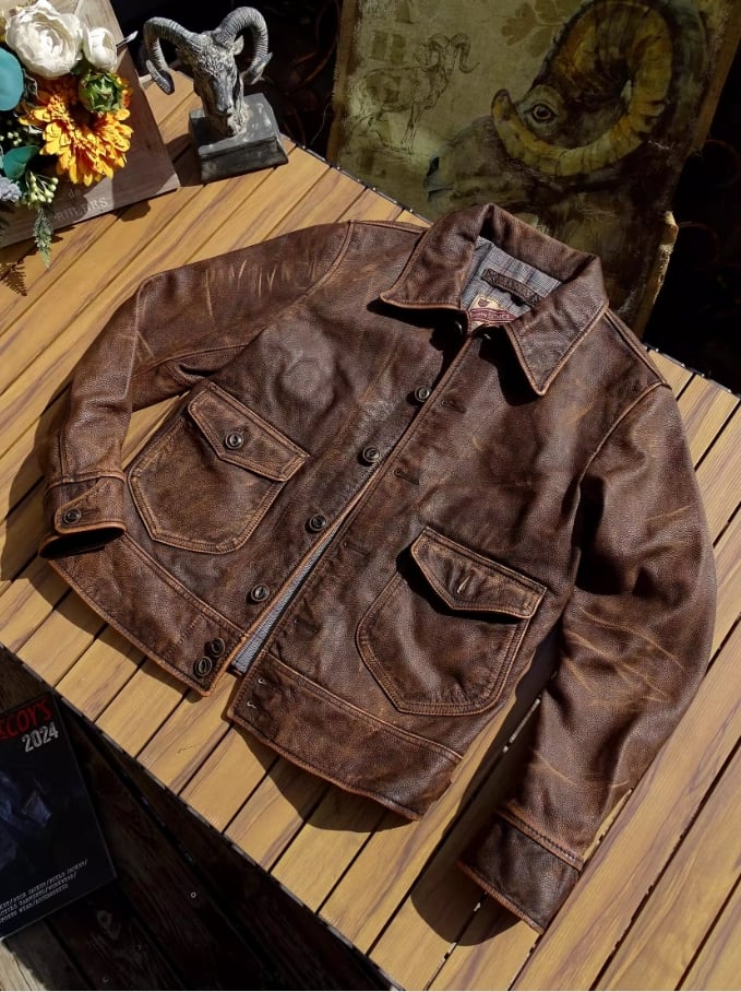 10114-B】デップ風 ベンガル産茶芯カーフスキン ウォッシュ加工 レザー