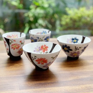 有田焼　お茶碗　掛分コスモス（青・ピンク）