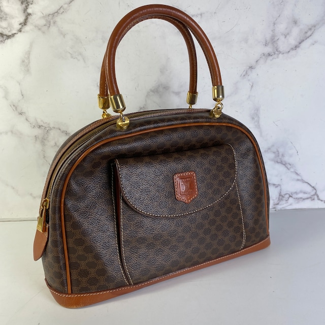 CELINE セリーヌ マカダム PVC ハンドバッグ ブラウン A-7257