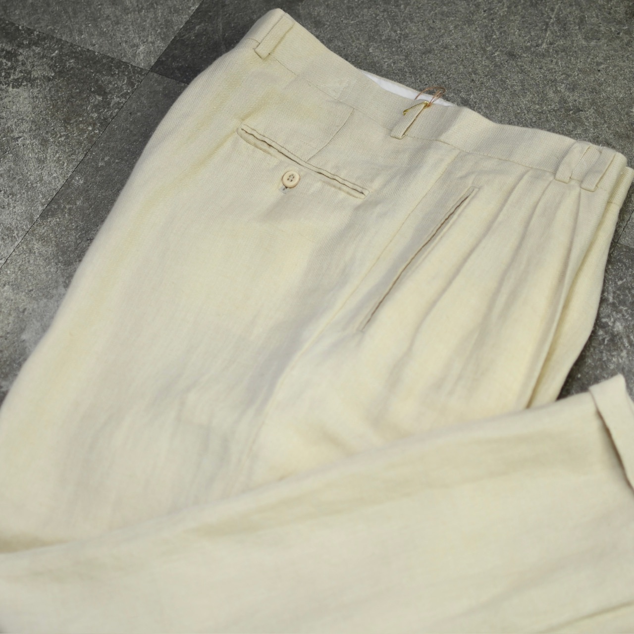 LOUIS RAPHAEL rayon linen 3tuck wide slacks