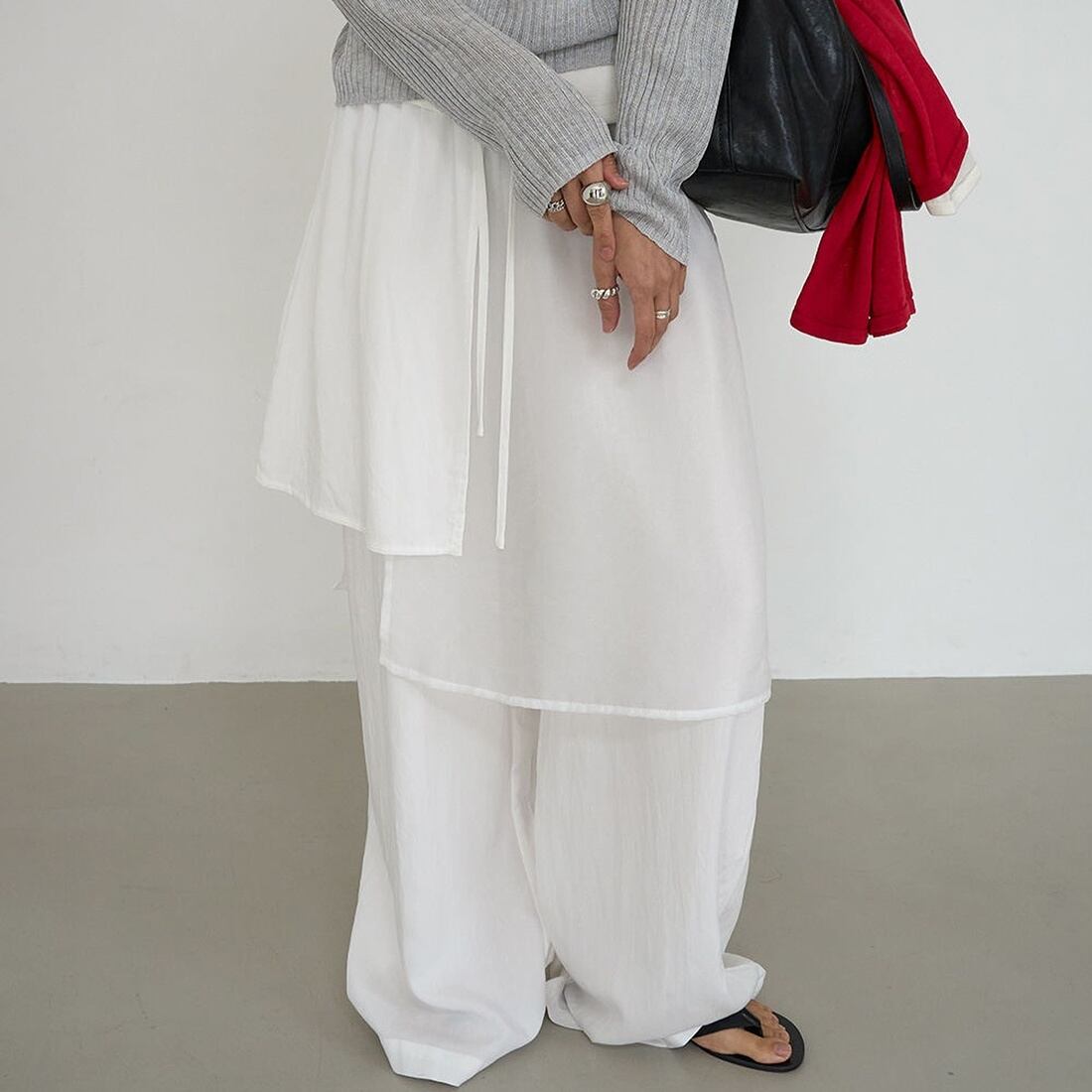 sheer wrap skirt pants k-0162