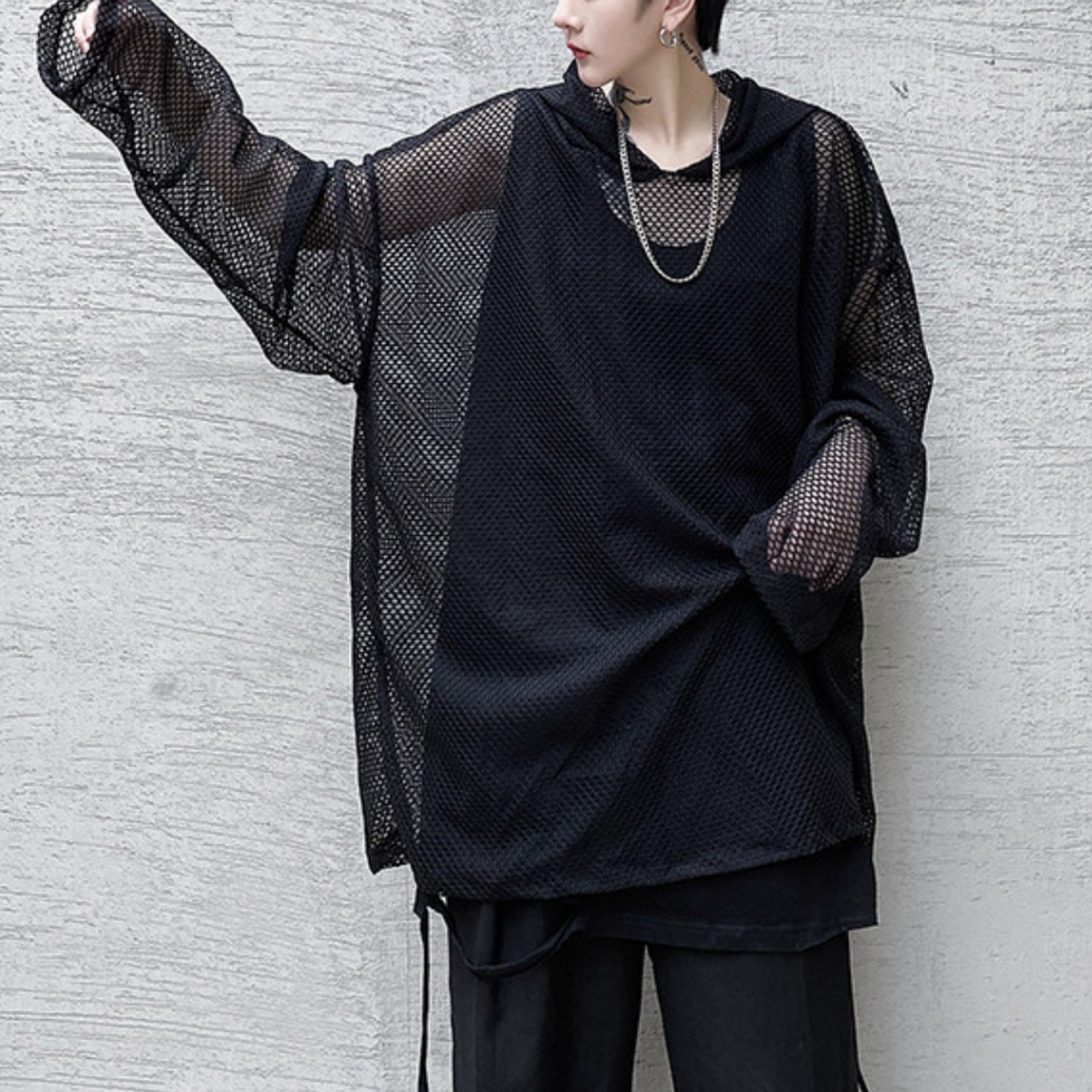 Hooded mesh shirt (ME393)